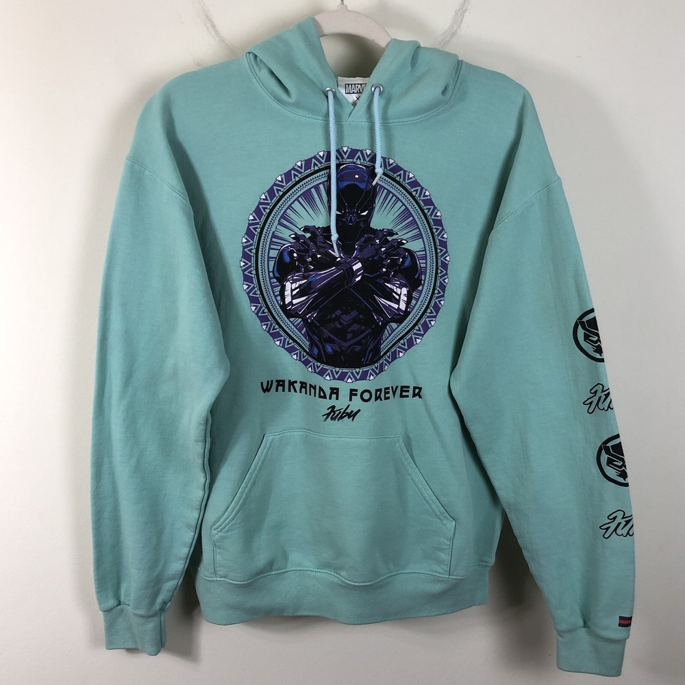 FUBU Marvel Wakanda Forever Pullover Hoodie Size Medium Mint Green Purple